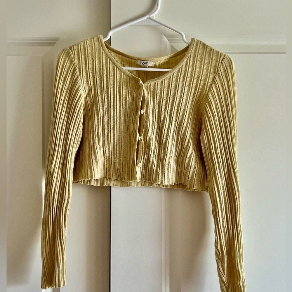 light green cropped cardigan